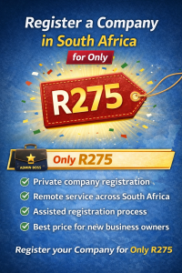 private company registration South Africa price R275 Admin Boss business registration service